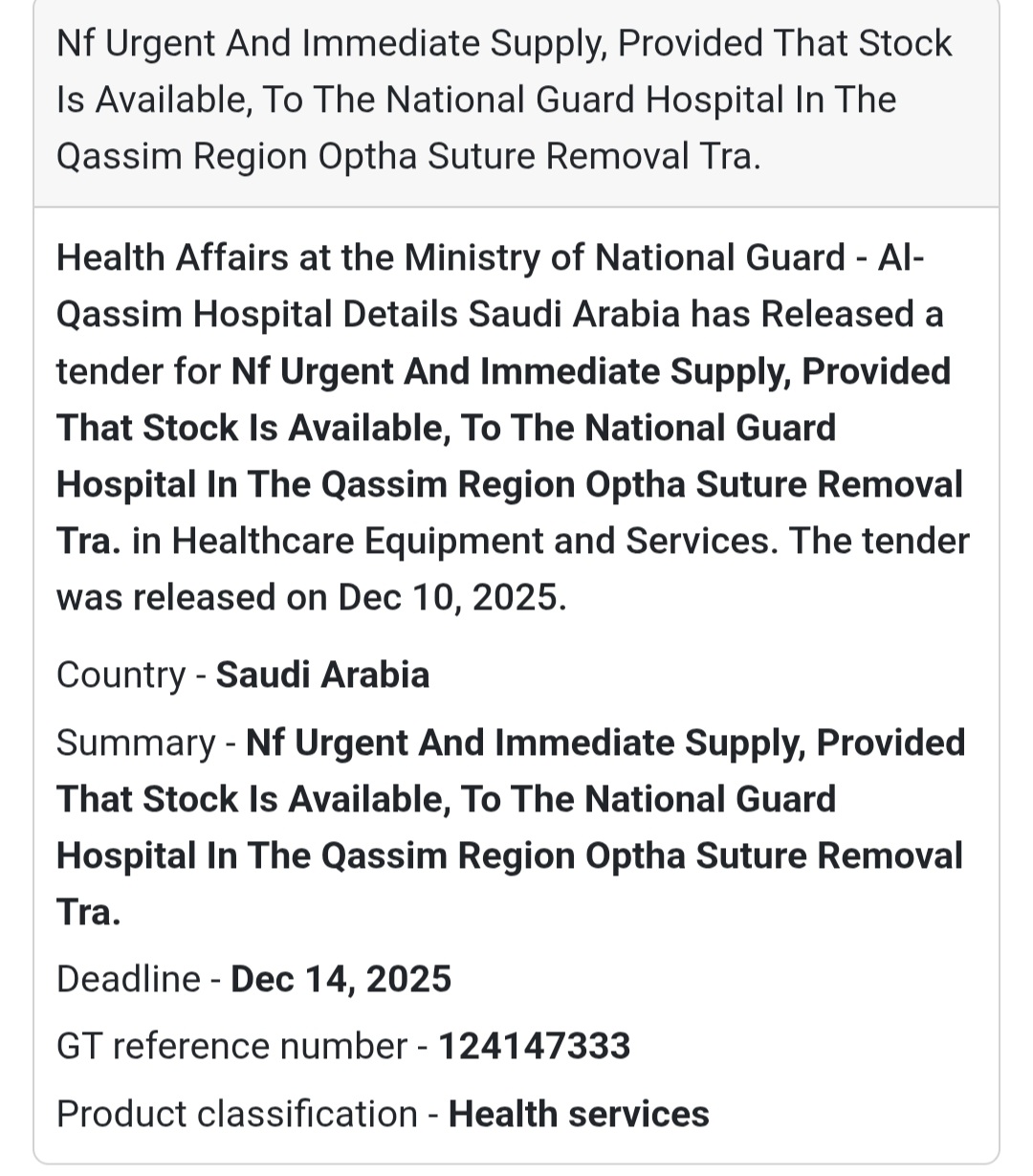 🏥 Urgent Medical Supply – Ophtha Suture Removal Tray