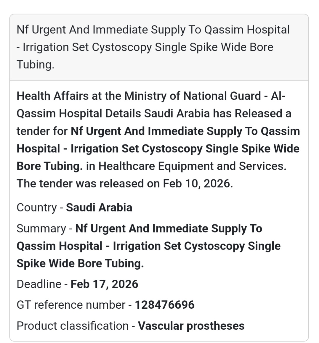 💧 Urgent Supply – Cystoscopy Irrigation Set (Single Spike)