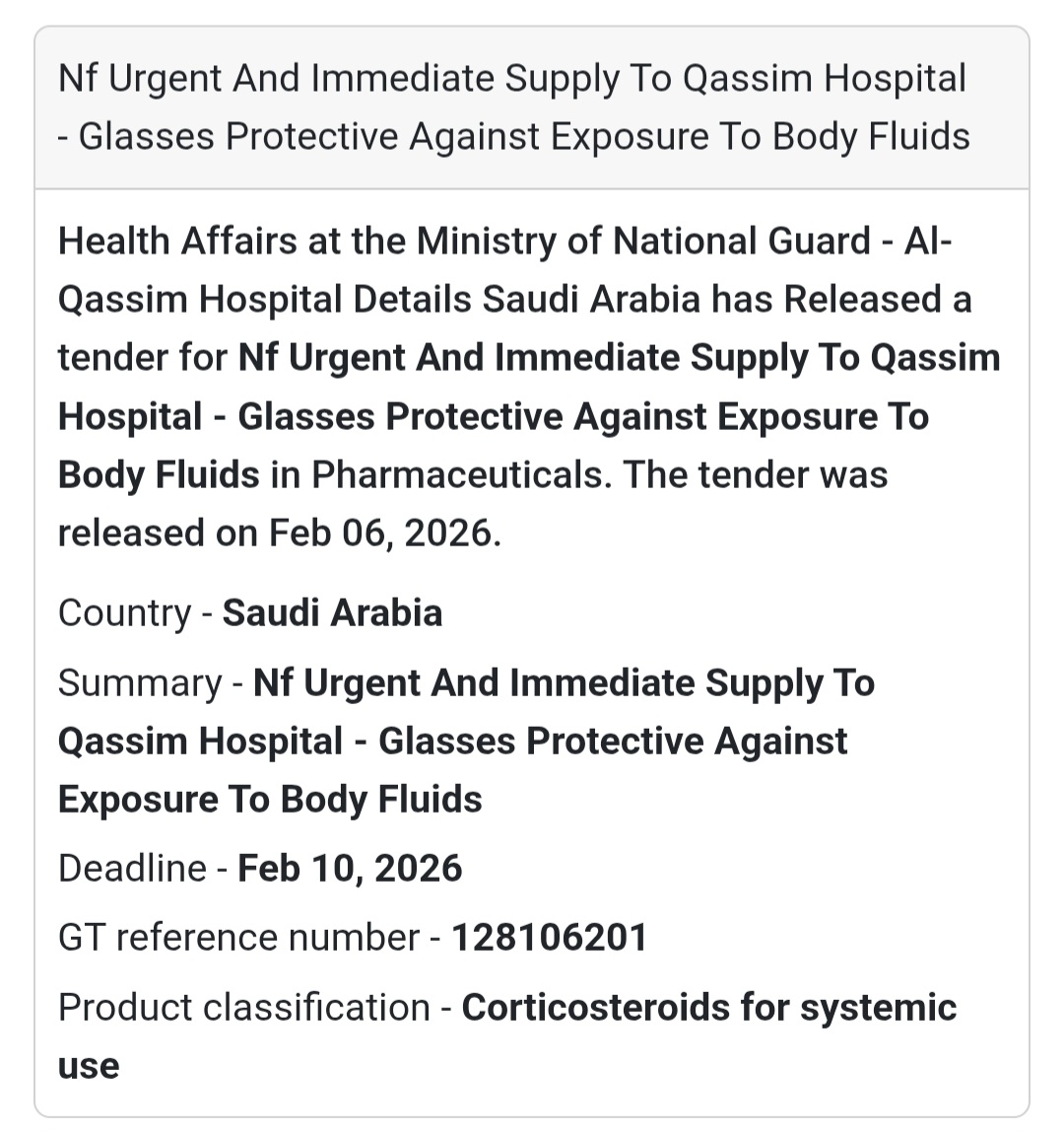 🇸🇦 Urgent Tender Alert: Qassim Hospital 🏥
