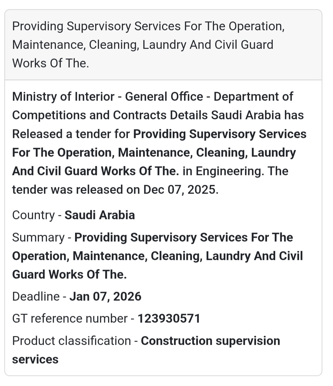 🚨 Urgent Tender Alert – Saudi Arabia 🇸🇦