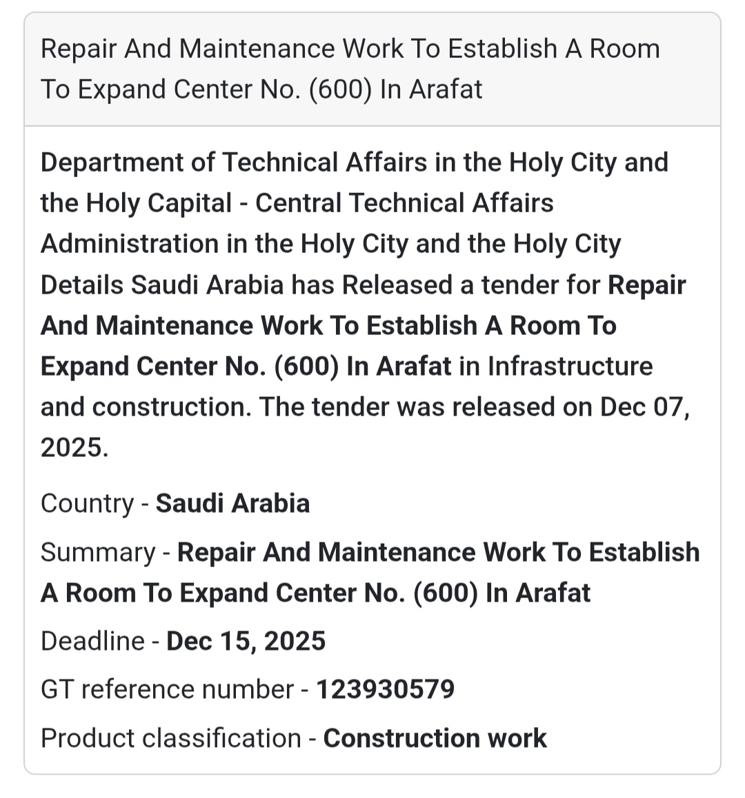 🚨 Urgent Tender Alert – Saudi Arabia 🇸🇦