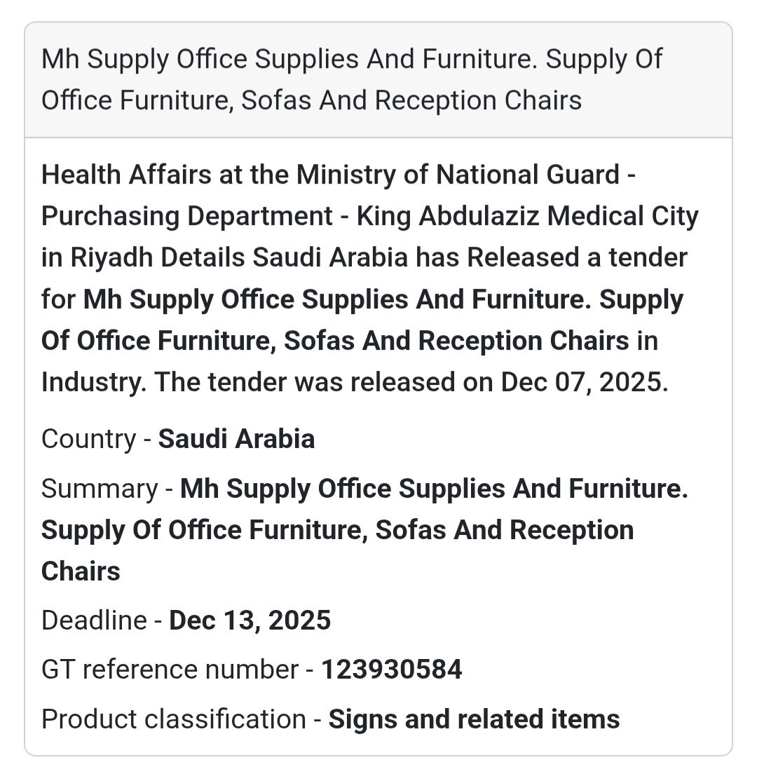 🚨 Urgent Tender Alert – Saudi Arabia 🇸🇦