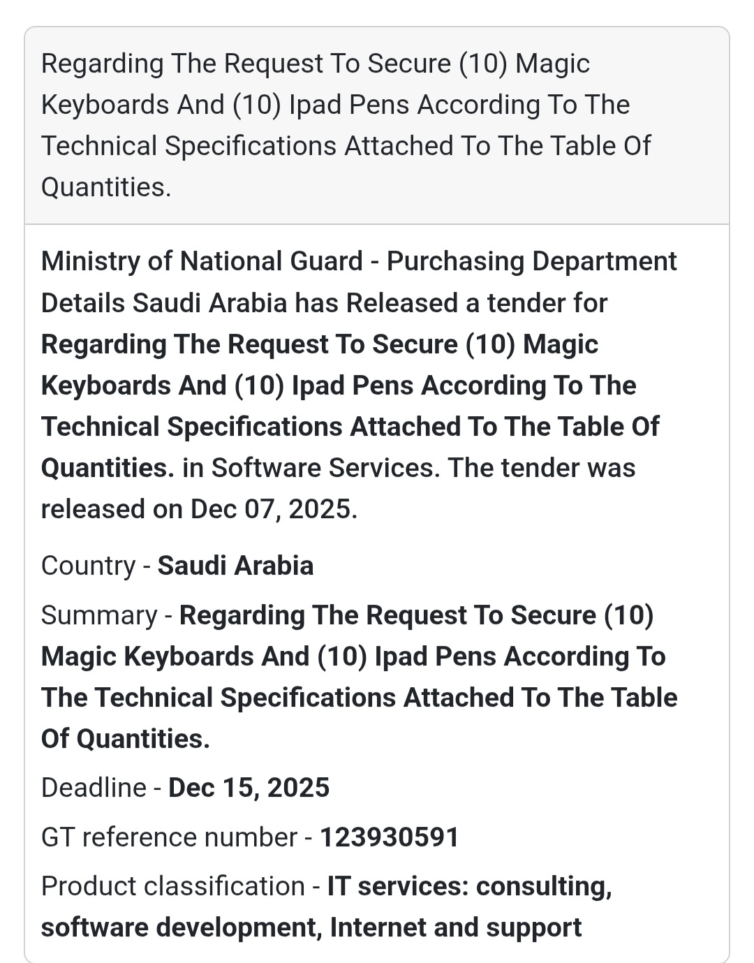 🚨 Urgent Tender Alert – Saudi Arabia 🇸🇦