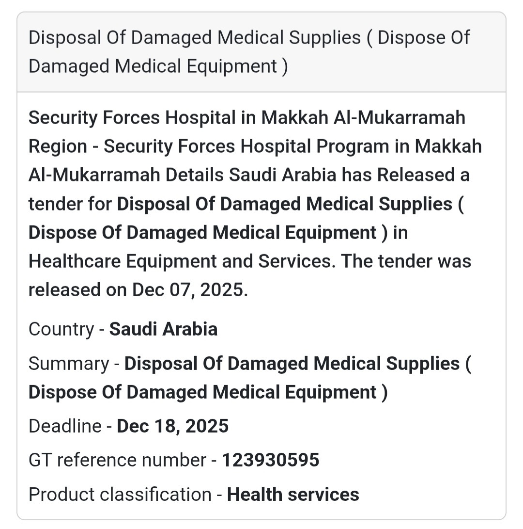 🚨 Urgent Tender Alert – Saudi Arabia 🇸🇦