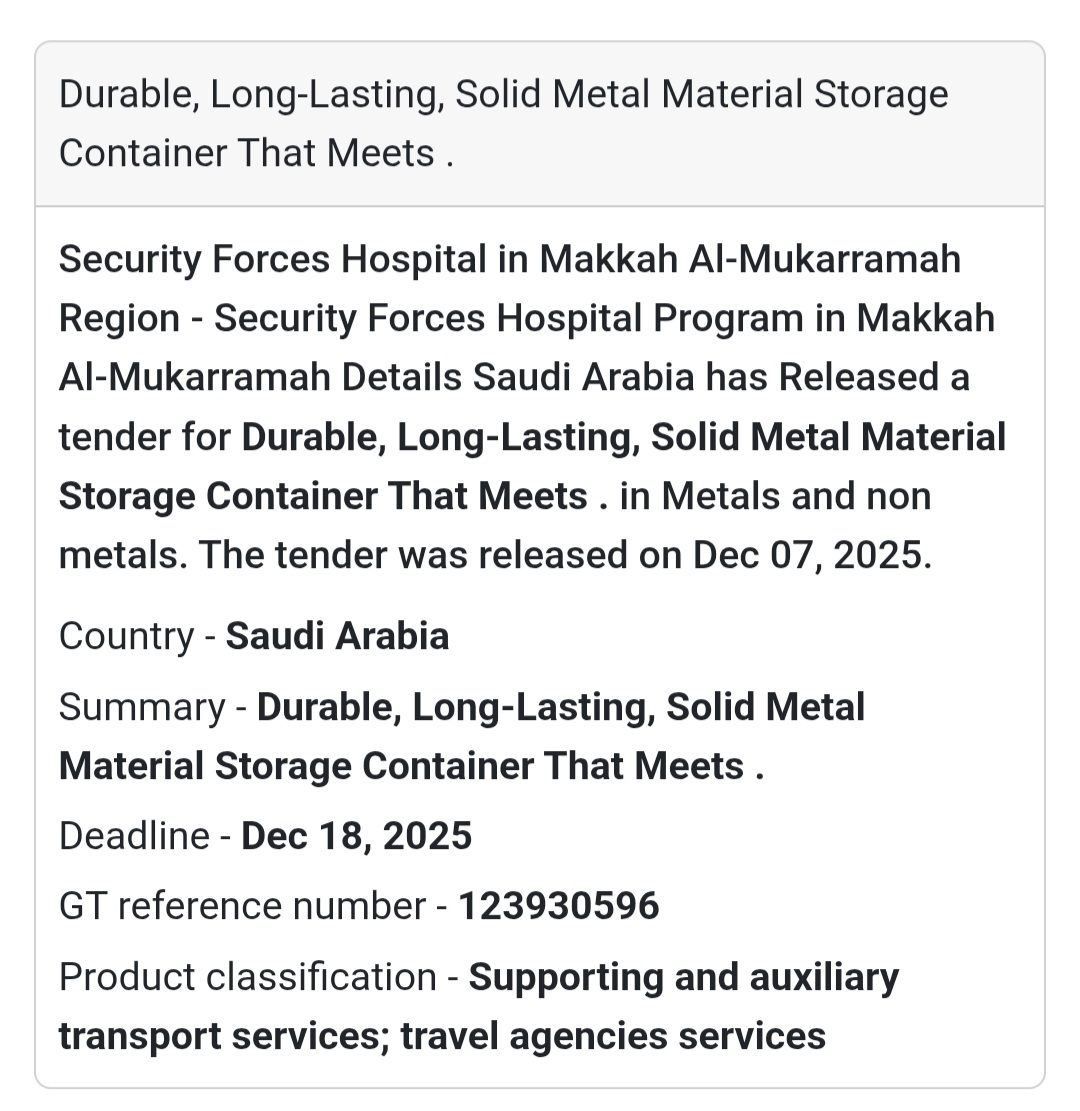 🚨 Urgent Tender Alert – Saudi Arabia 🇸🇦