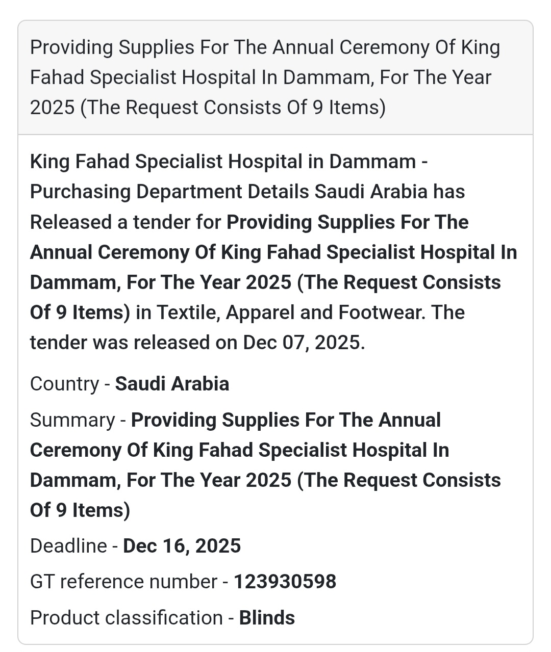 🚨 Urgent Tender Alert – Saudi Arabia 🇸🇦
