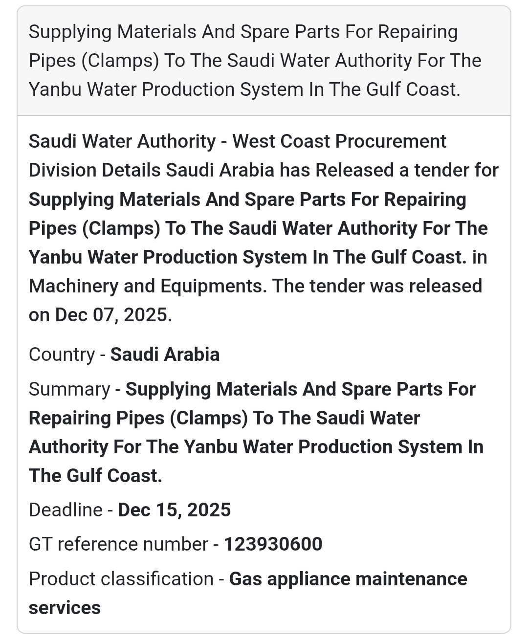 🚨 Urgent Tender Alert – Saudi Arabia 🇸🇦