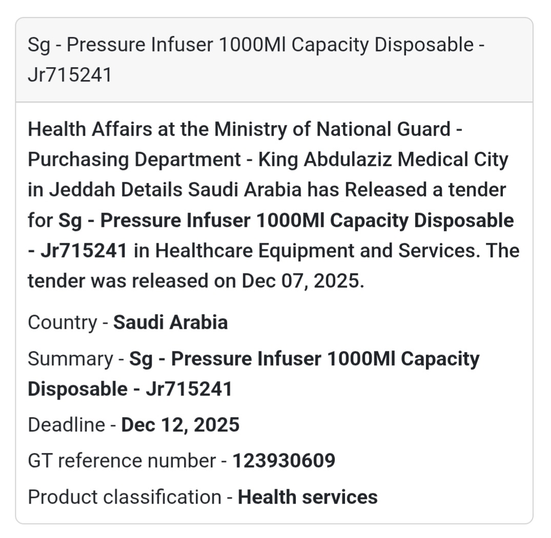 🚨 Urgent Tender Alert – Saudi Arabia 🇸🇦