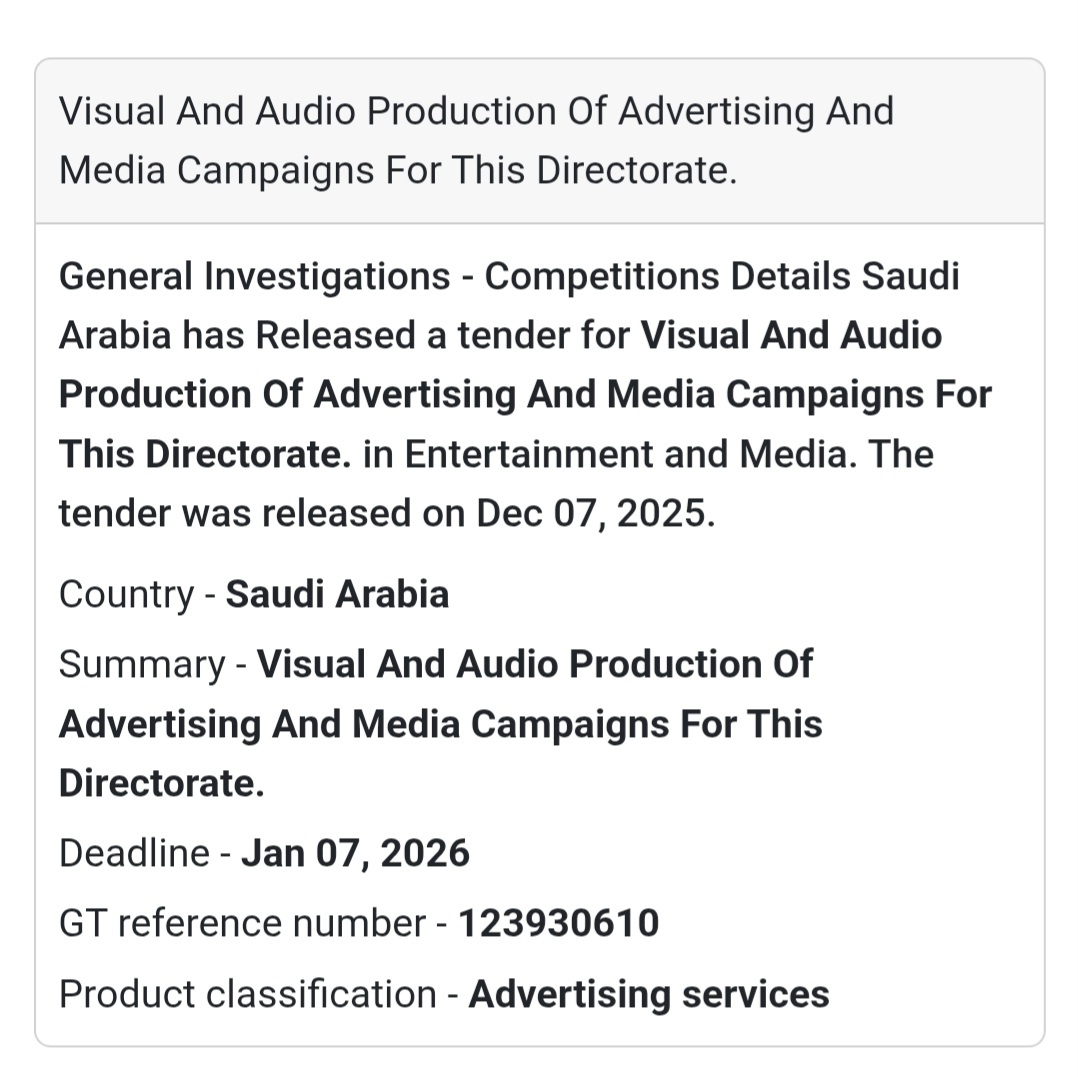 🚨 Urgent Tender Alert – Saudi Arabia 🇸🇦