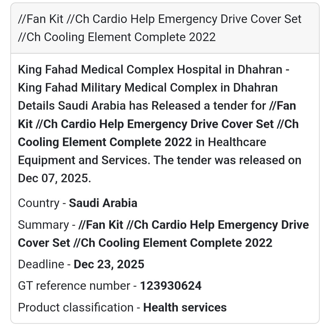 🚨 Urgent Tender Alert – Saudi Arabia 🇸🇦