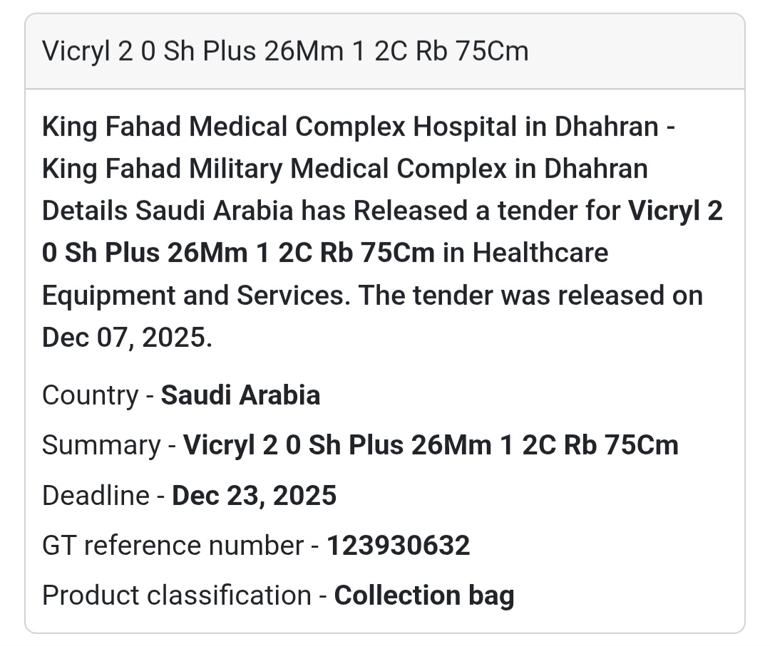 🚨 Urgent Tender Alert – Saudi Arabia 🇸🇦