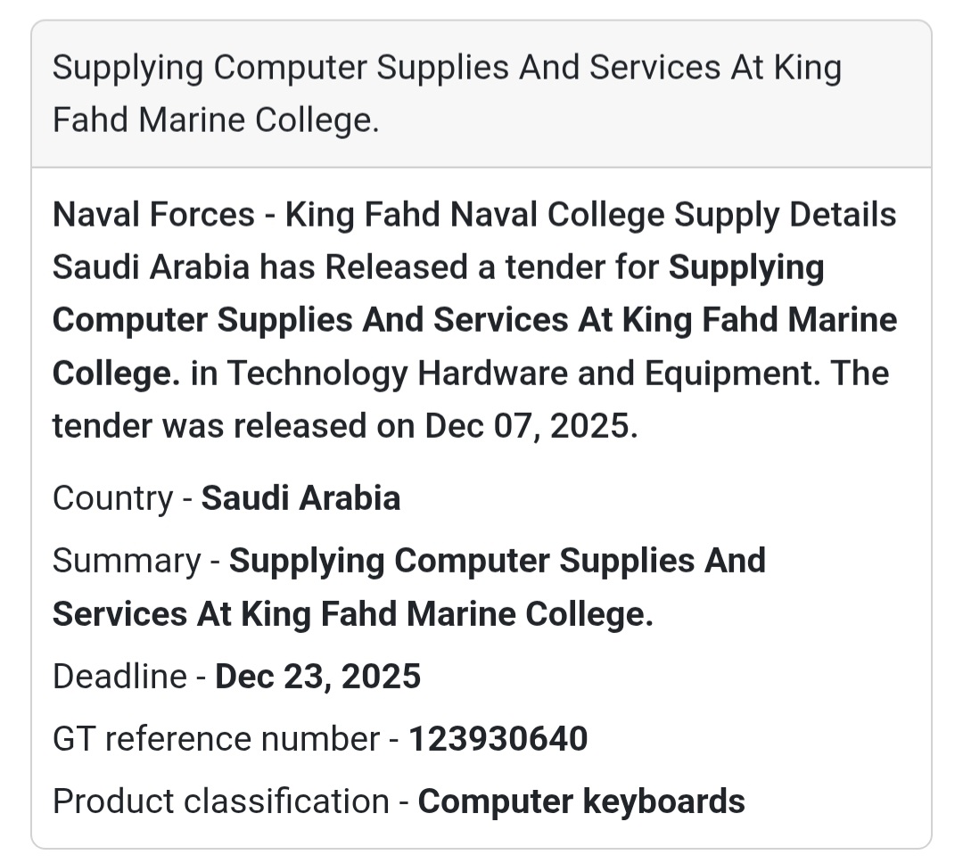 🚨 Urgent Tender Alert – Saudi Arabia 🇸🇦