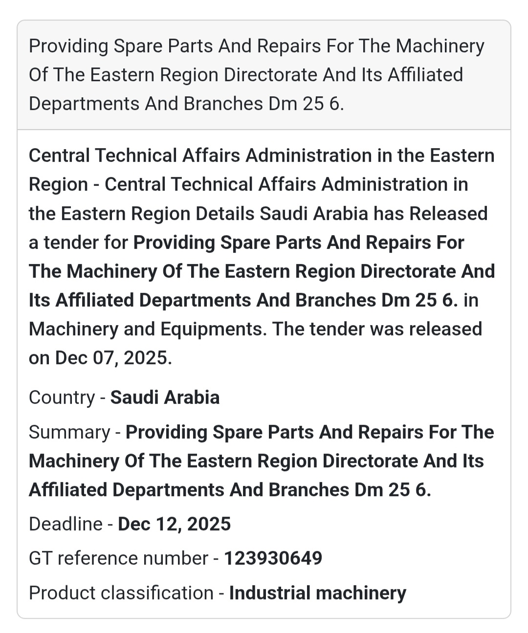 🚨 Urgent Tender Alert – Saudi Arabia 🇸🇦
