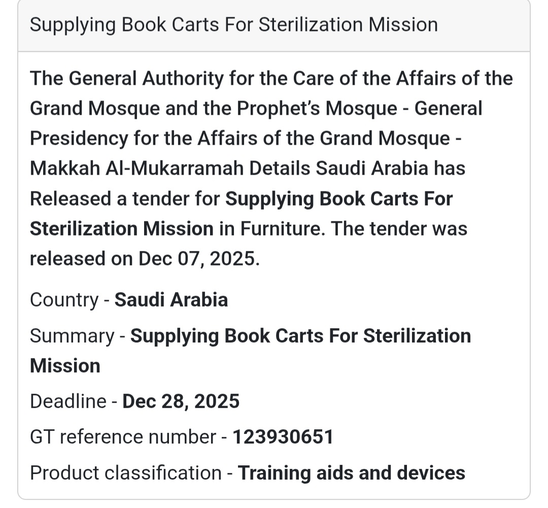 🚨 Urgent Tender Alert – Saudi Arabia 🇸🇦
