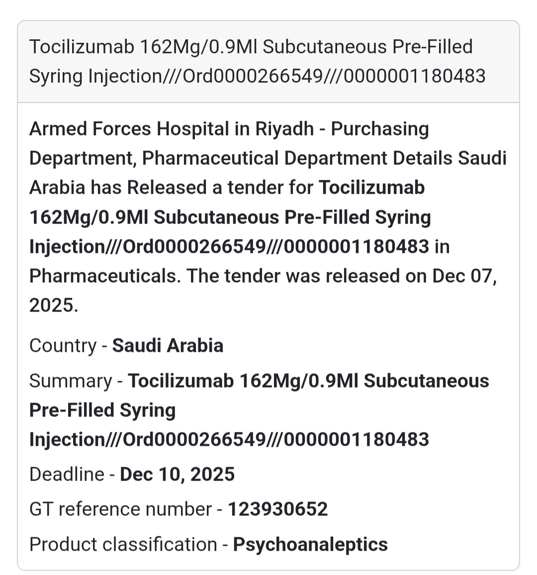 🚨 Urgent Tender Alert – Saudi Arabia 🇸🇦