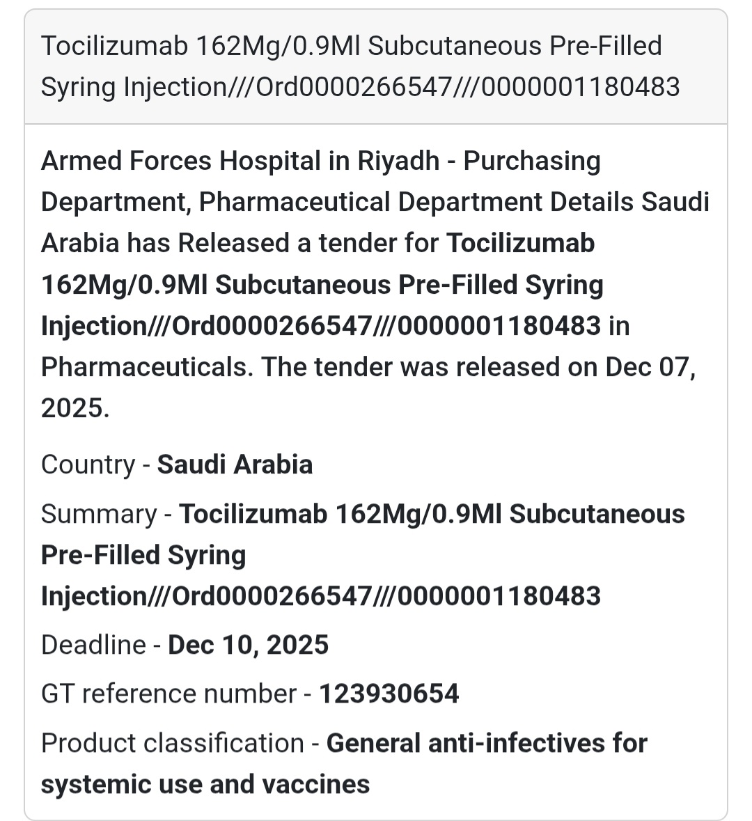 🚨 Urgent Tender Alert – Saudi Arabia 🇸🇦