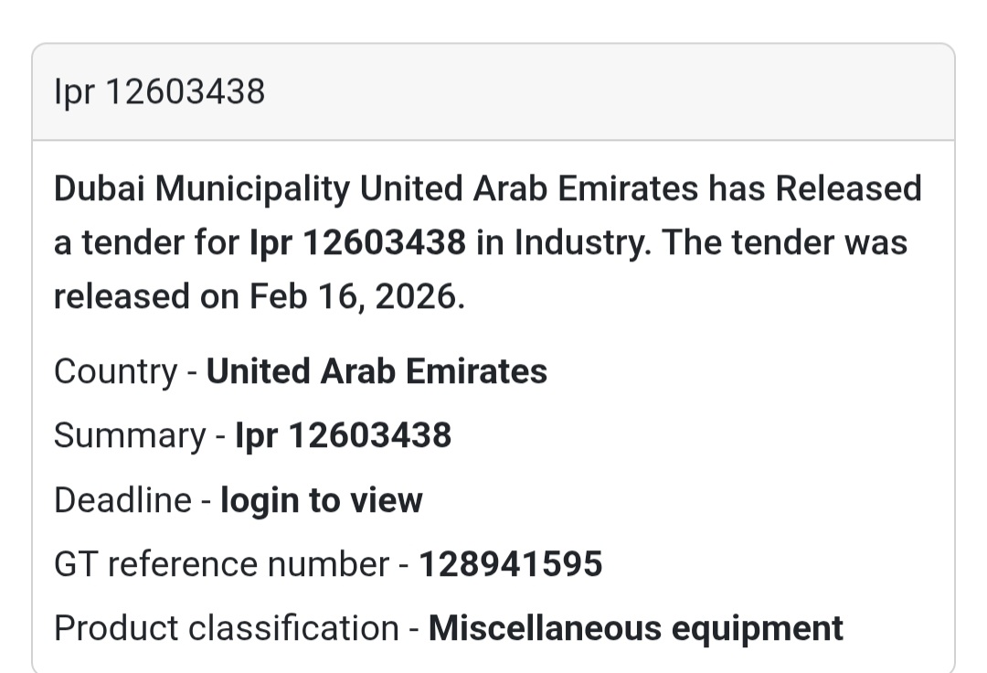 🚨 Urgent Tender Notice – IPR 12603438