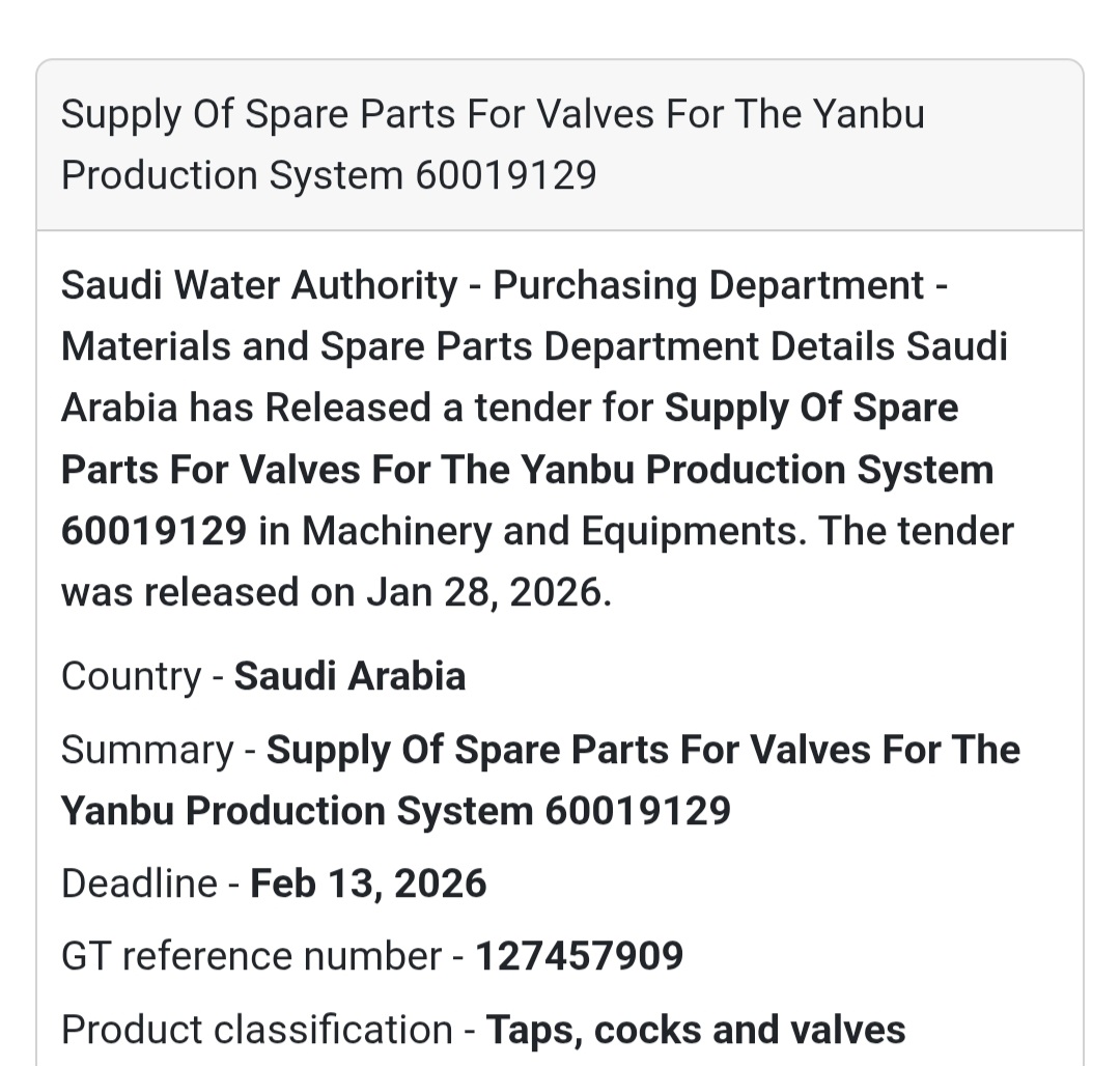 🔧 Valve Spare Parts Supply | Yanbu