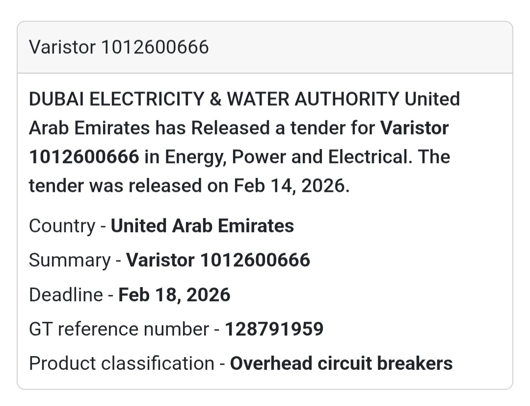 ⚡ Varistor – Energy & Electrical – UAE