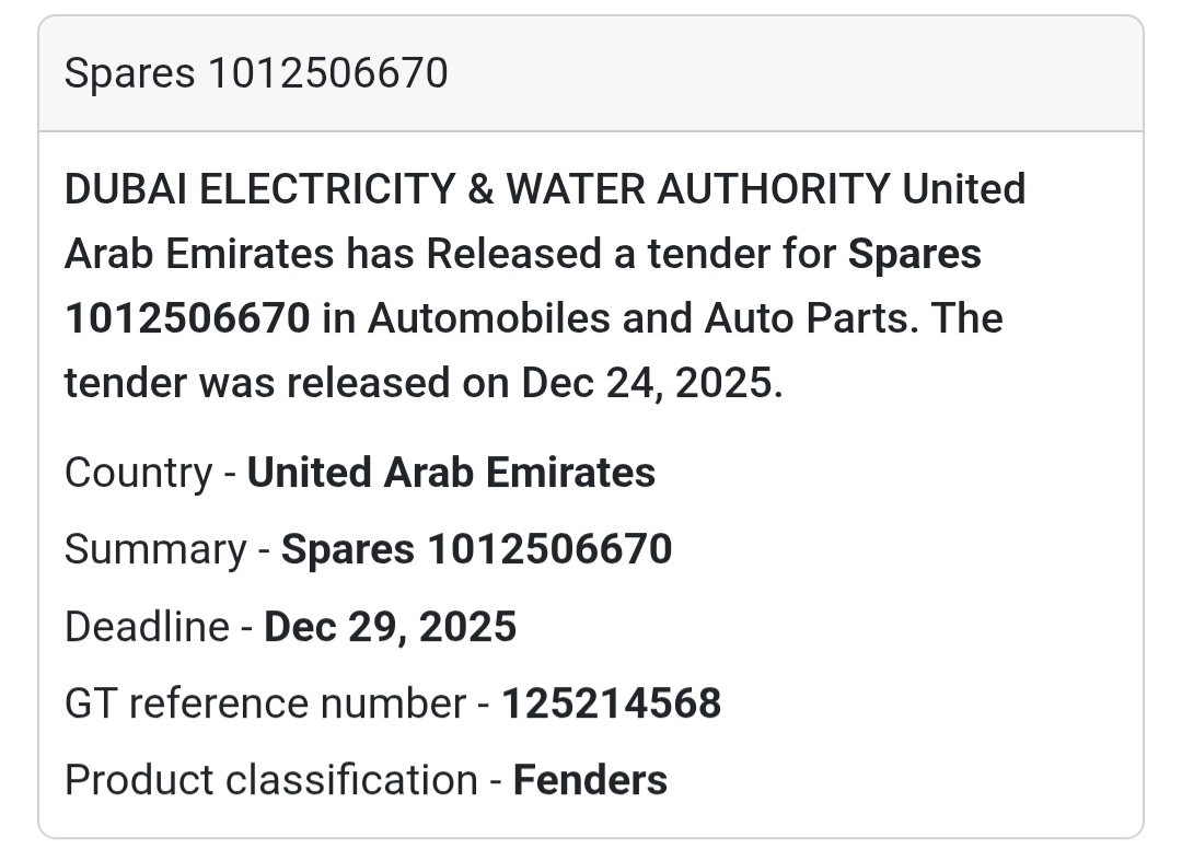 🚗 Vehicle Fender Spares | UAE 🇦🇪