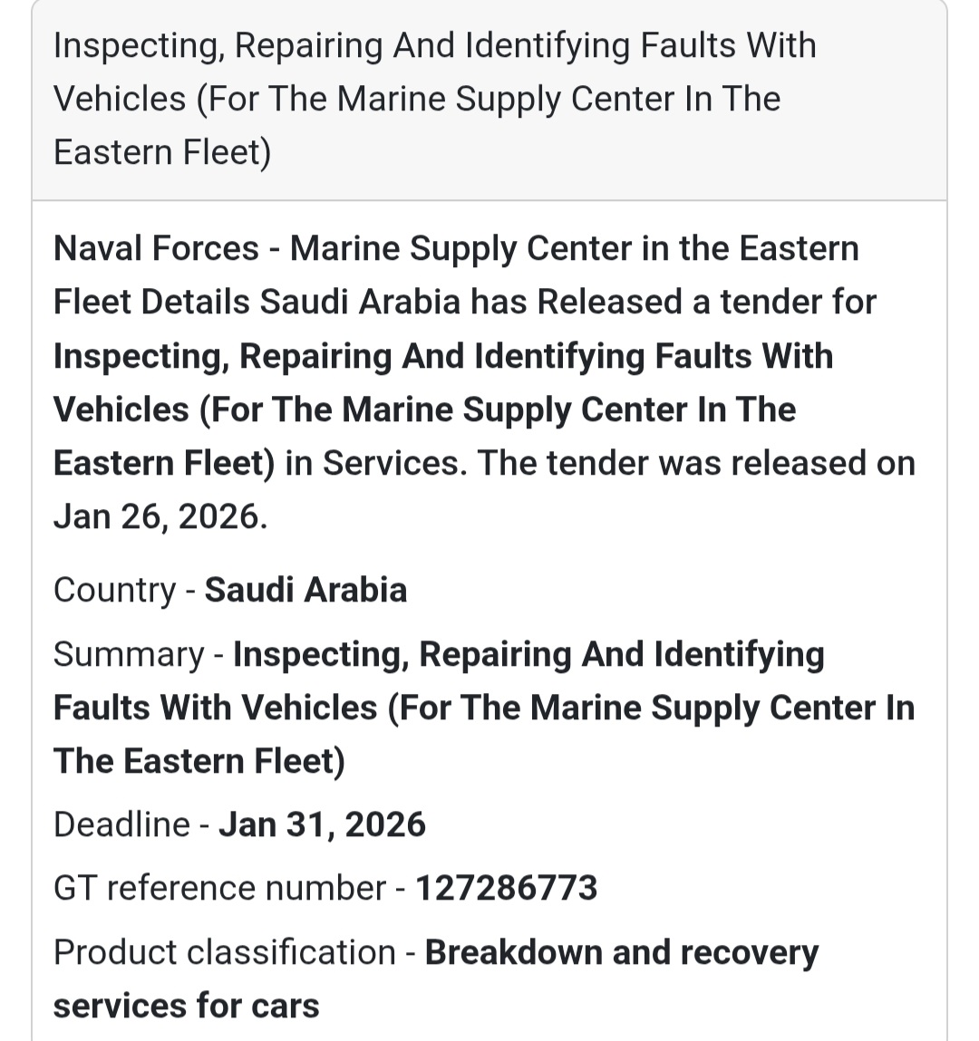 🚗 Vehicle Inspection & Repair – Naval Forces