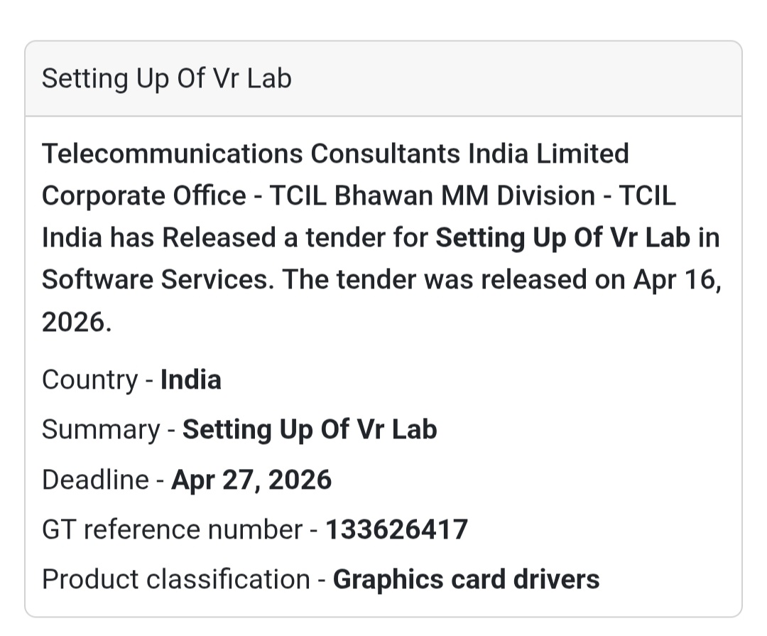 🧑‍💻 VR Lab Setup Tender | India 🇮🇳