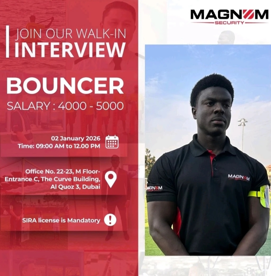 🚨 WALK-IN INTERVIEW | BOUNCER JOBS IN DUBAI 🚨