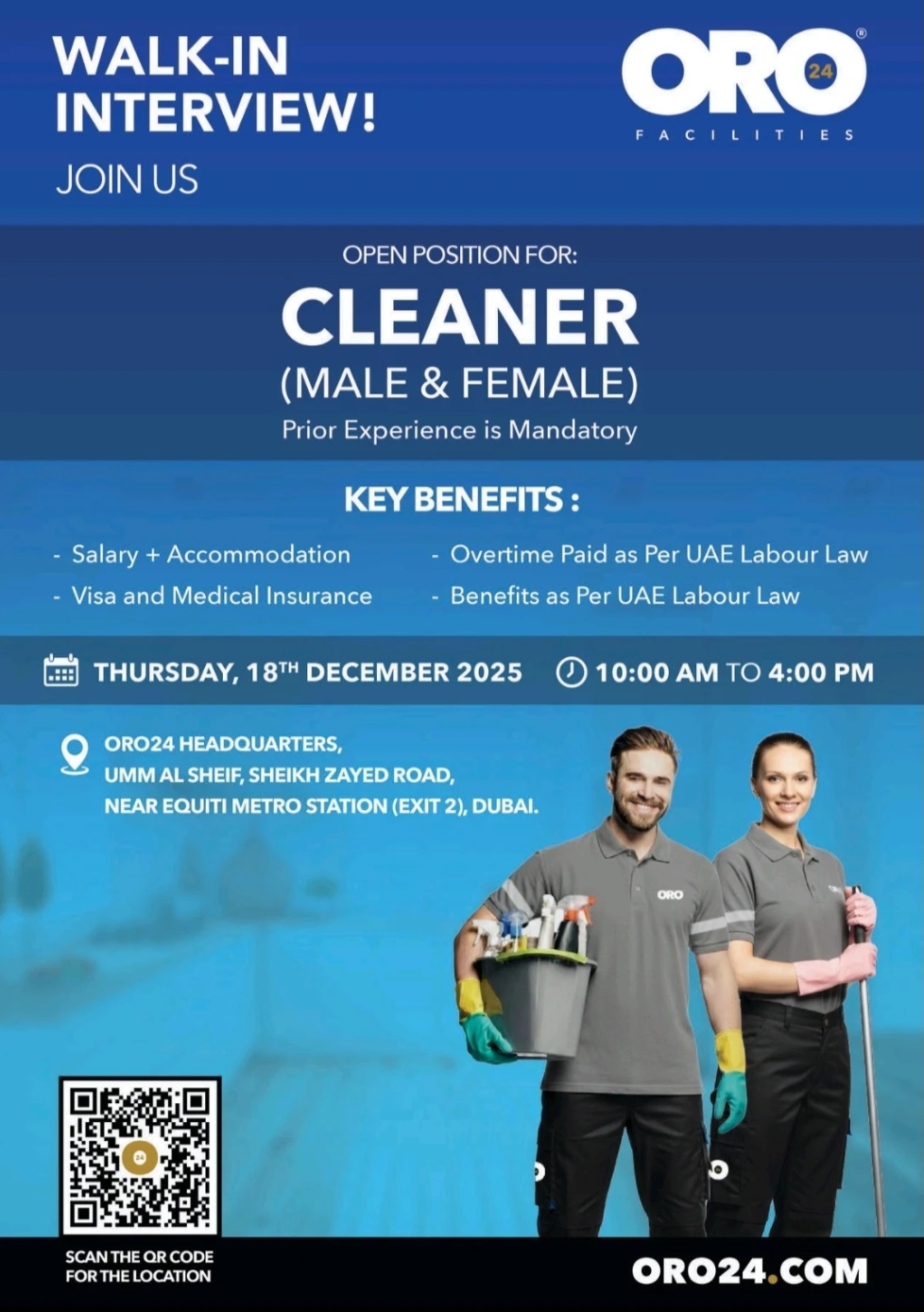 🧹 WALK-IN INTERVIEW – CLEANER JOBS | DUBAI 🧹