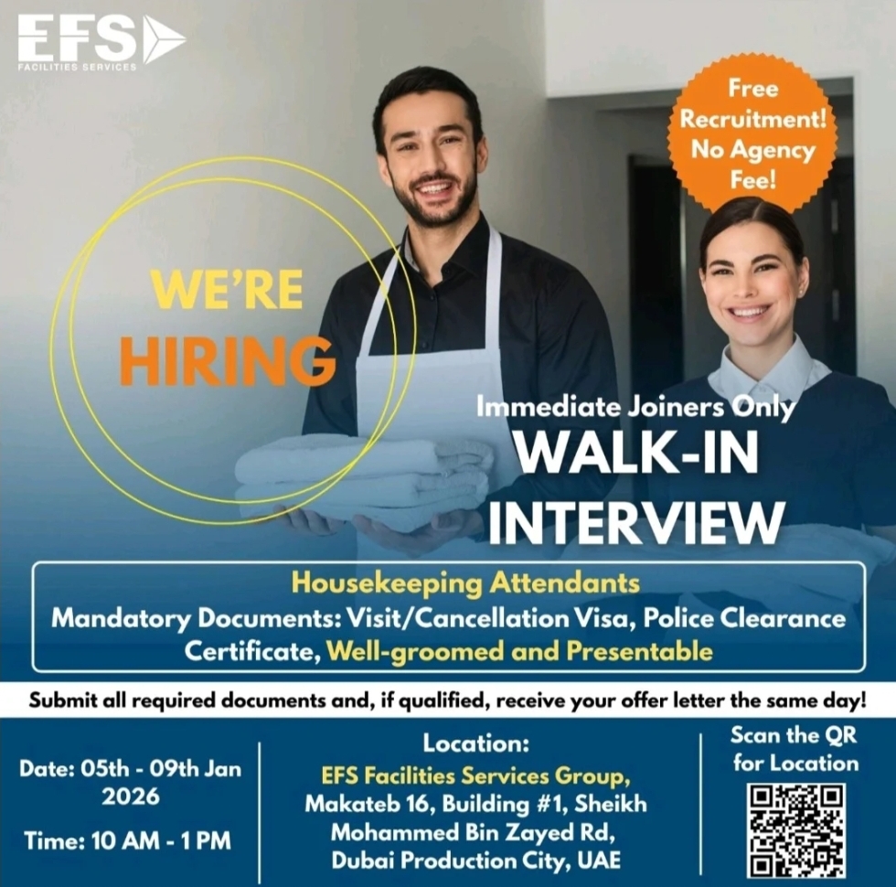 🧹🏨 WALK-IN INTERVIEW – HOUSEKEEPING ATTENDANTS | DUBAI (JAN 2026) 🏨🧹