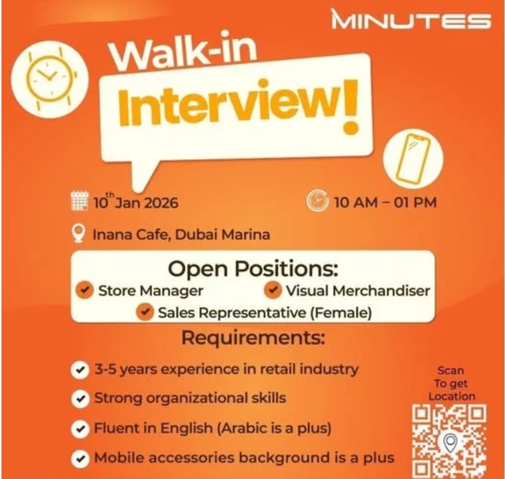 🛍️ WALK-IN INTERVIEW – RETAIL JOBS IN DUBAI 🇦🇪 🛍️