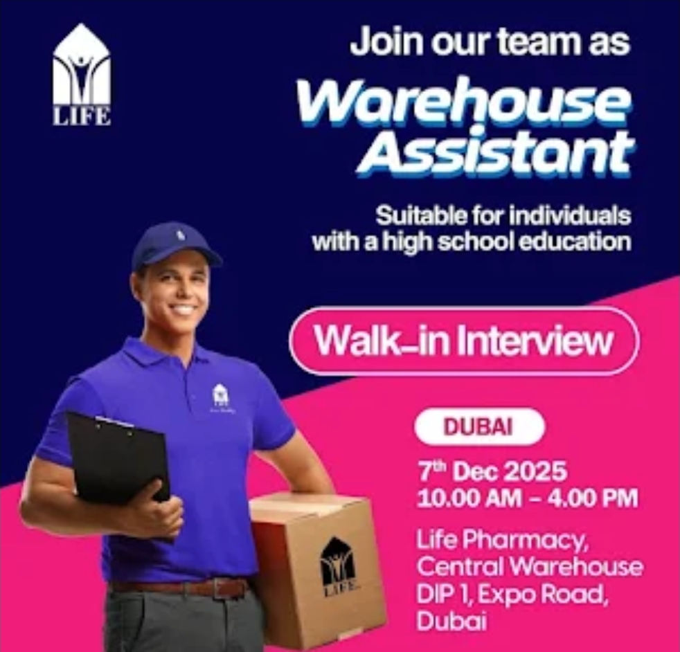 📦 Walk-In Interview: Warehouse Assistant Positions in Dubai!