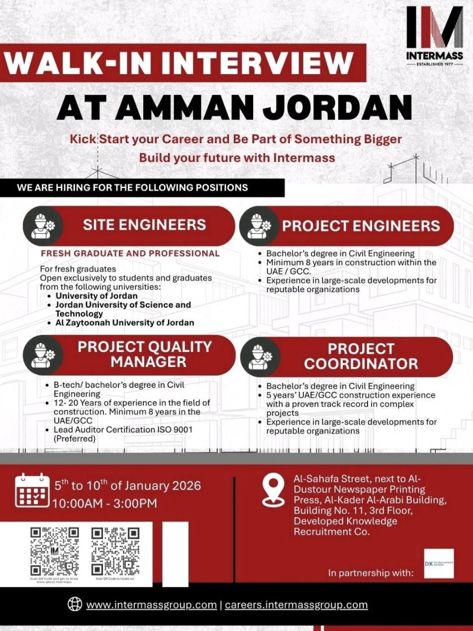 🚨 WALK-IN INTERVIEWS | AMMAN, JORDAN 🚨