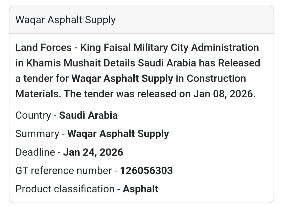 🛣 Waqar Asphalt Supply Tender