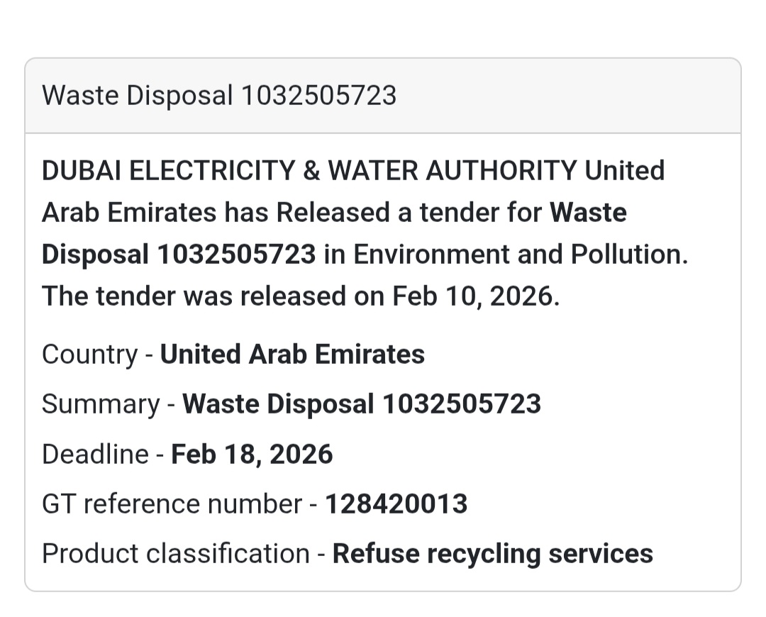 ♻️ Waste Disposal Tender – UAE