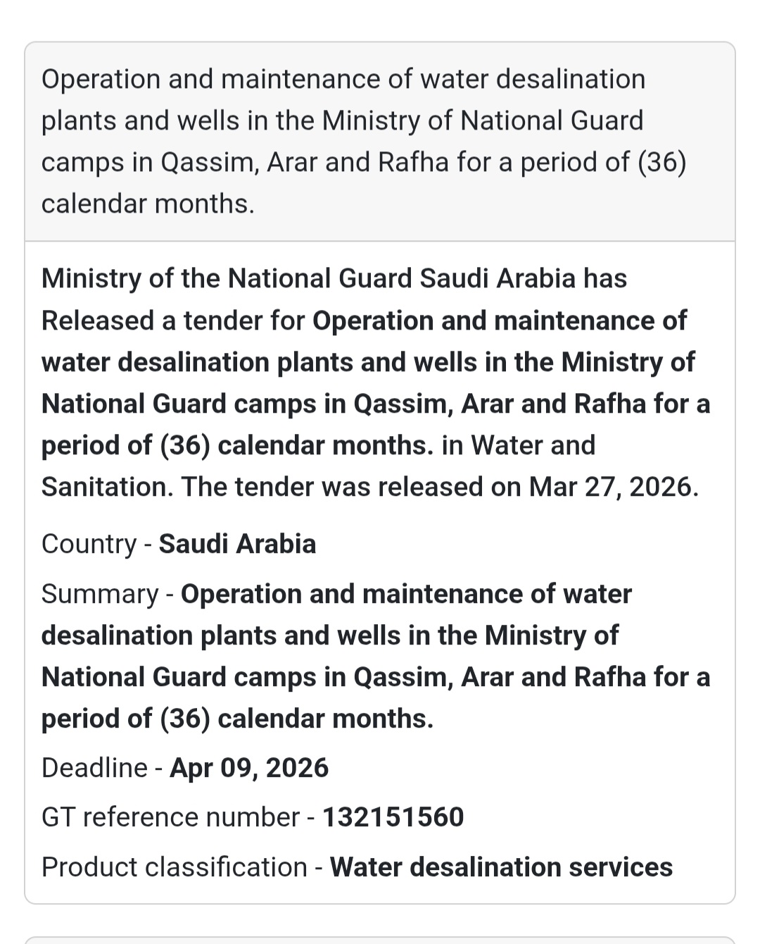 💧 Water Desalination Plants – (Duplicate Listing) 🇸🇦