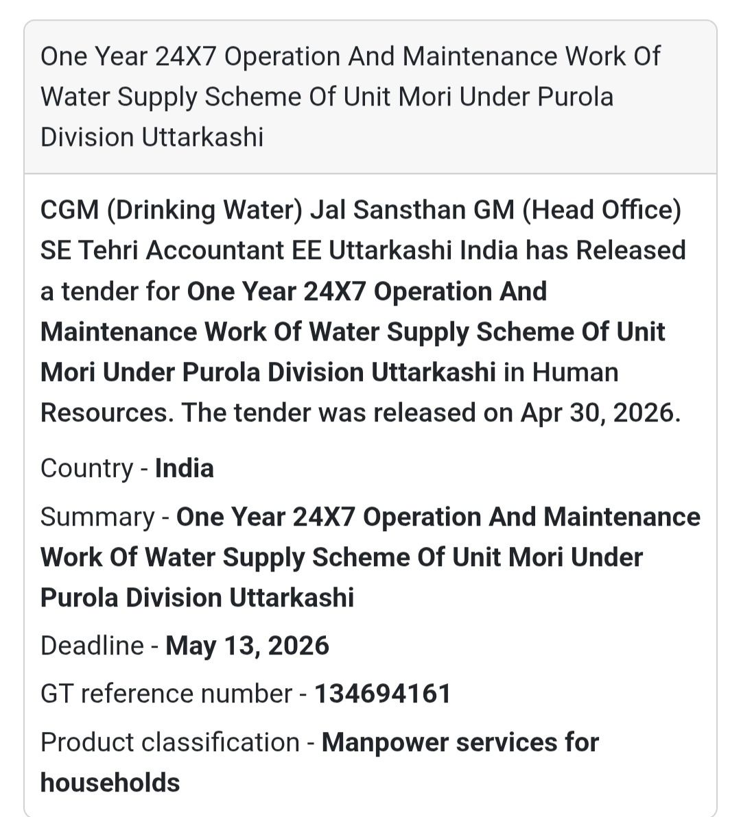 💧 Water Supply O&M – Mori