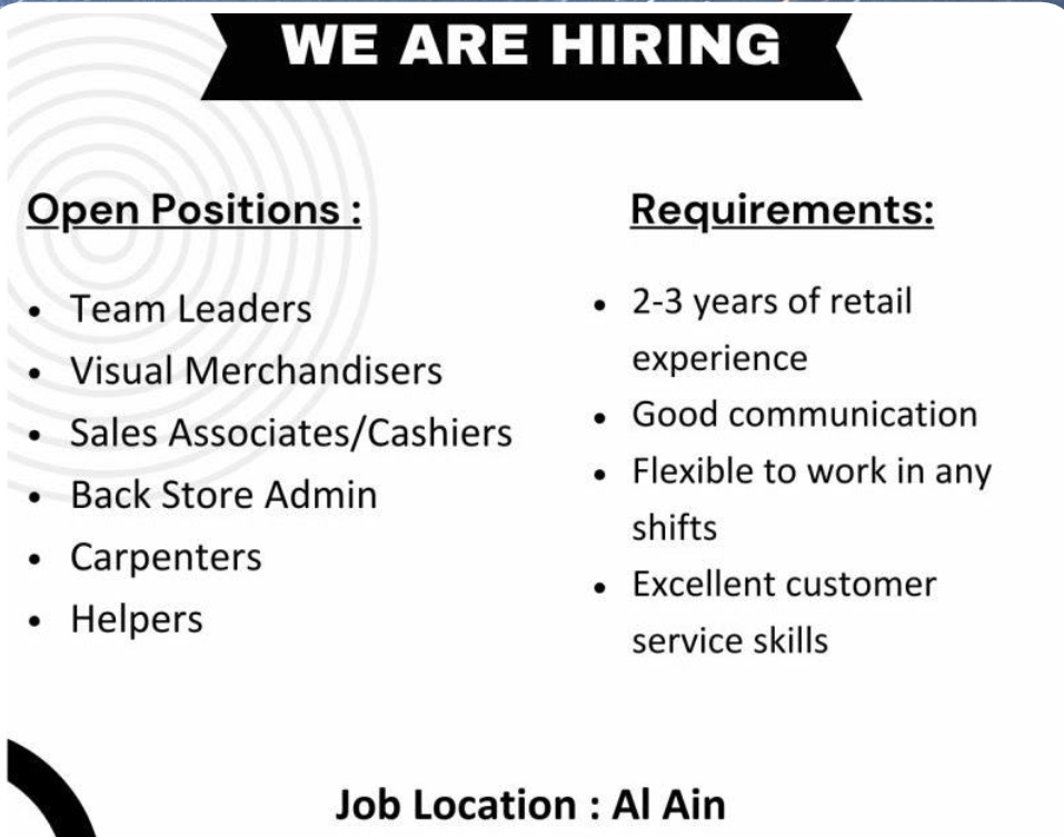 🚨 WE ARE HIRING | UAE (Al Ain Location) 🇦🇪