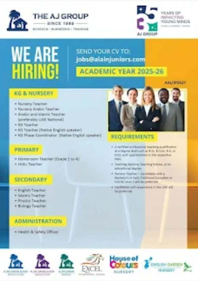 🎓 WE’RE HIRING – THE AJ GROUP SCHOOLS | UAE 🎓