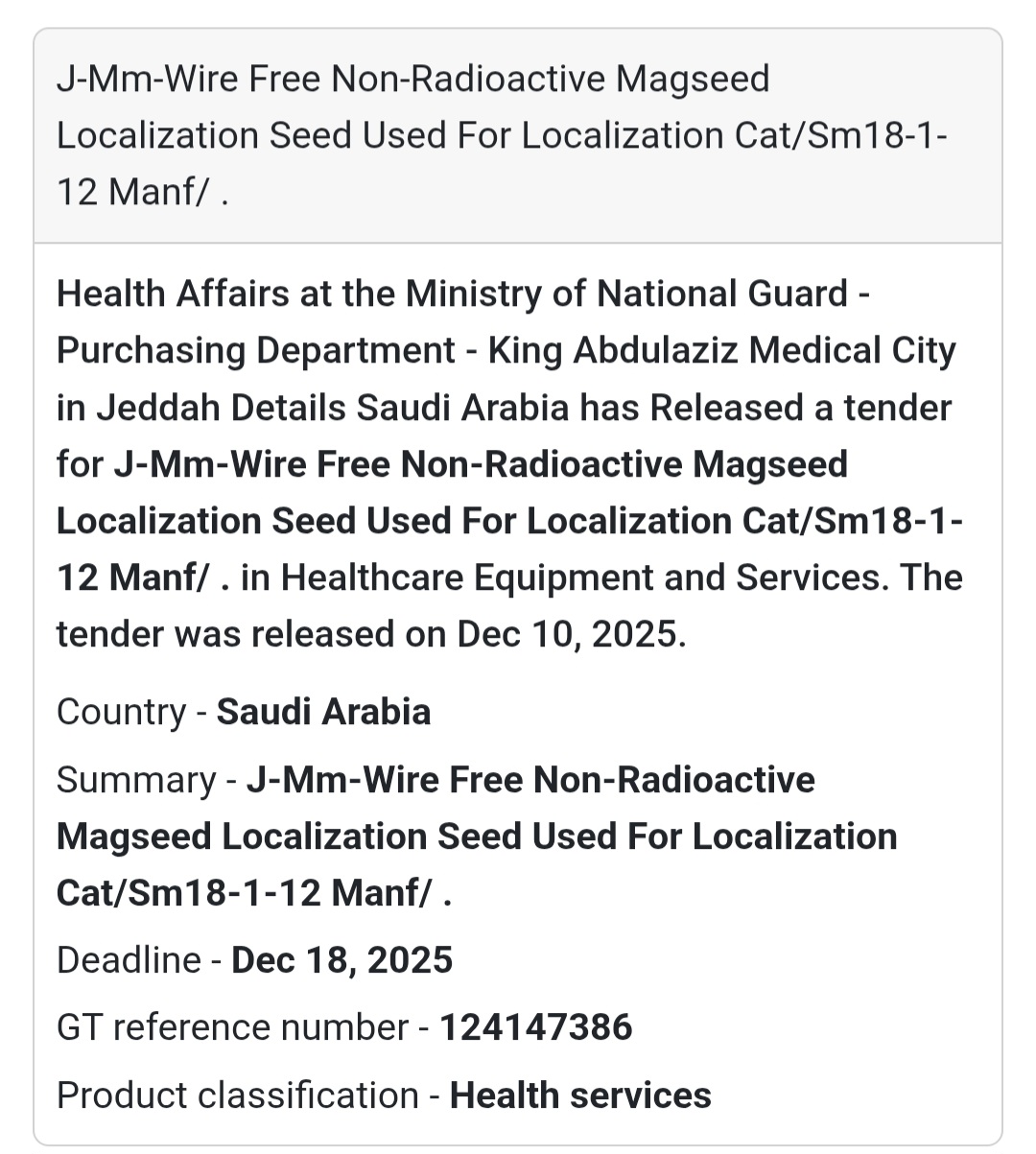 🏥 Wire-Free Localization Seed (Non-Radioactive)