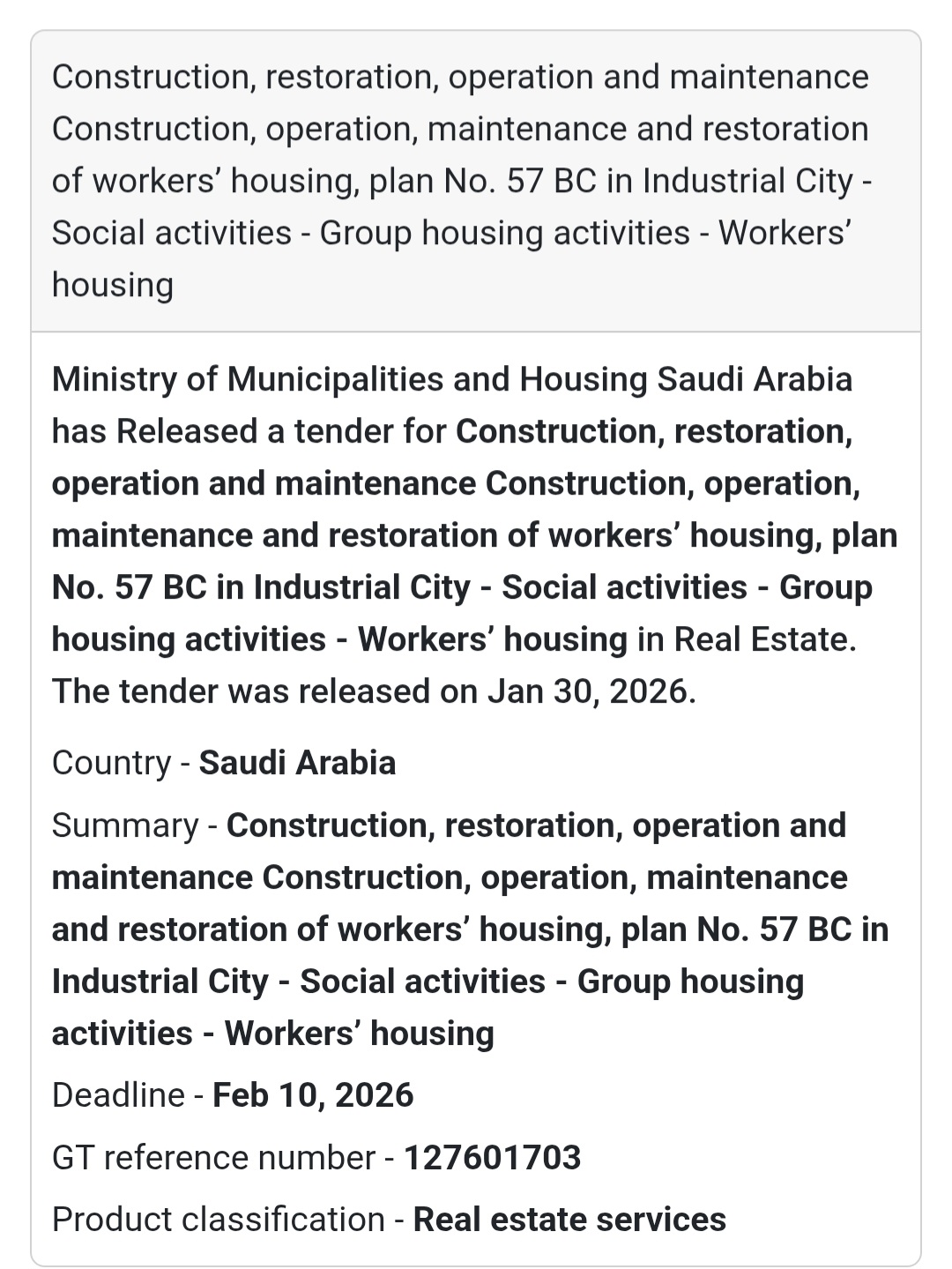 🏘️ Workers’ Housing – Industrial City (Plan No. 57 BC)