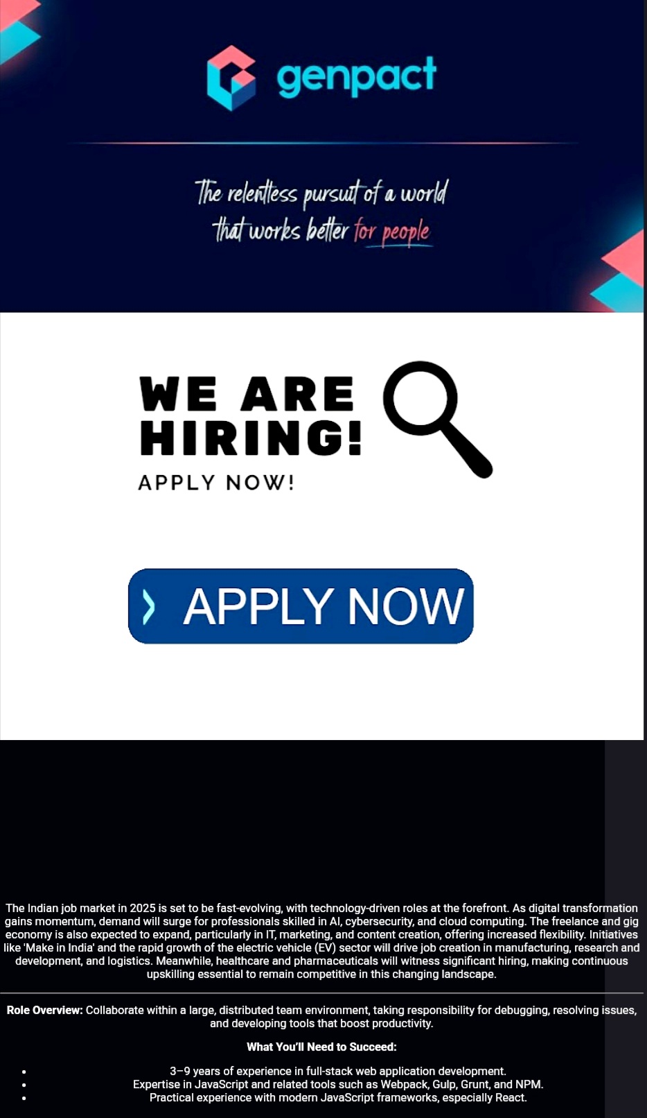 Job Vacancies at GENPACT