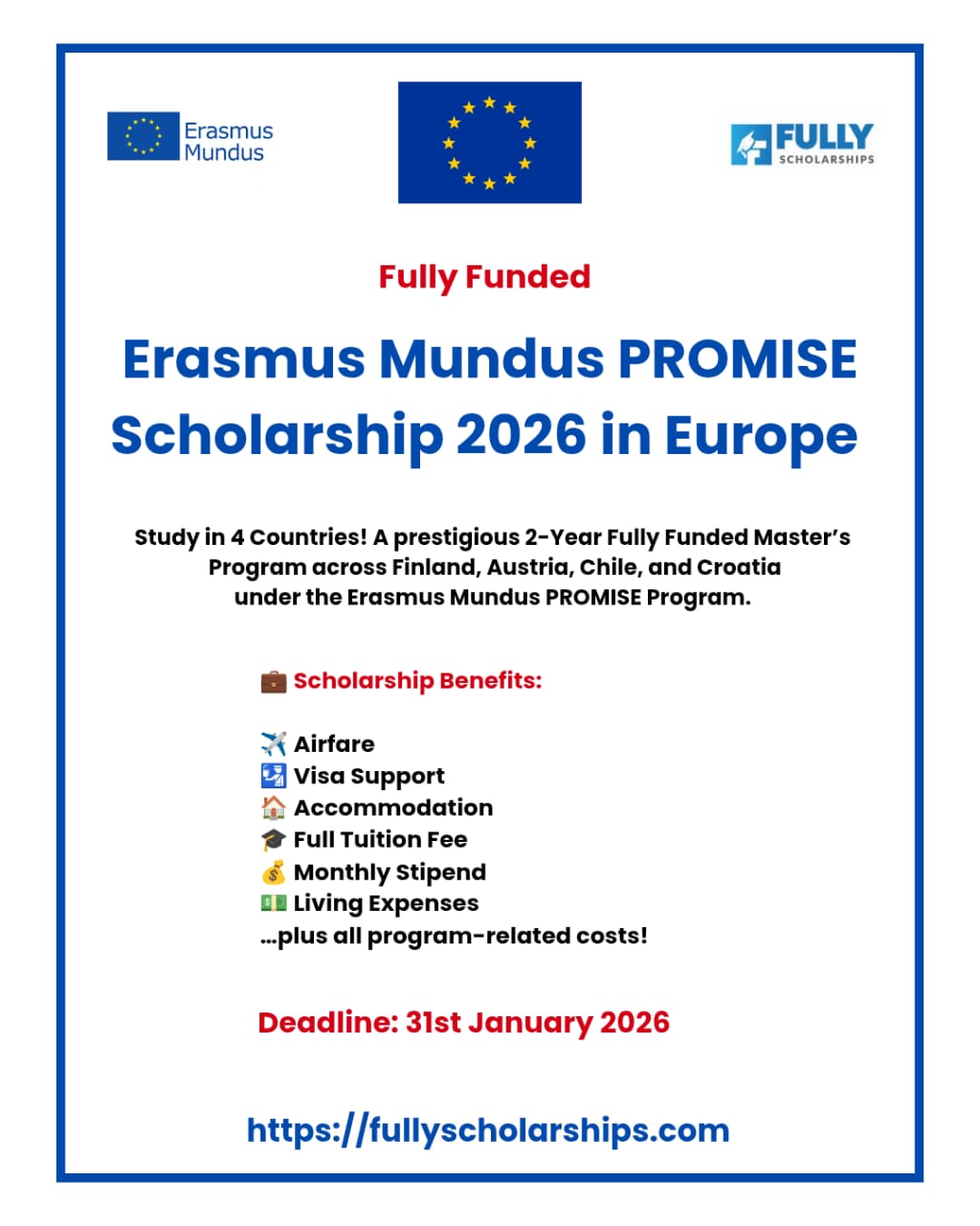 🎓 Erasmus Mundus PROMISE Scholarship 2026 | Fully Funded
