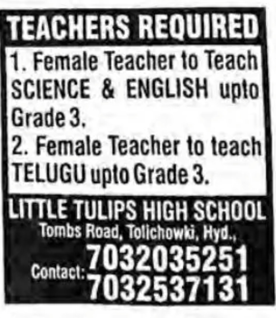 Teachers URGENTLY requiredd!!