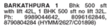 1 BHK Flats For Sale in Barkatpura