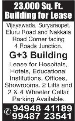 23,000 Sq. Ft. G+3 Commercial Building for Lease in Suryaraopet