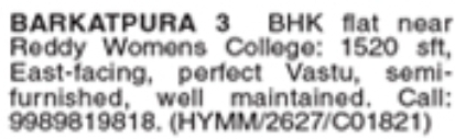 3 BHK Flat For Sale in Barkatpura