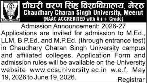 Admissions Open: Chaudhary Charan Singh University Programmes
