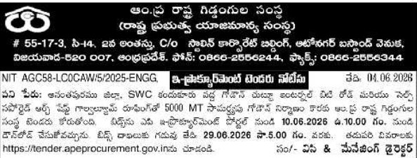 AP State Warehousing Corporation Tender Notice