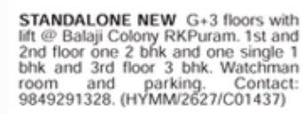 Building for Sale: New G+3 Standalone Property in RK Puram