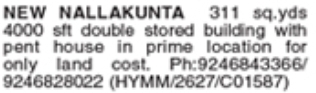 Double Storeyed Building For Sale in New Nallakunta
